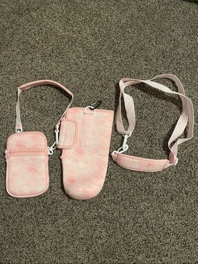 Pink Tie-Dye Crossbody Phone Pouch & Bottle Holder Set